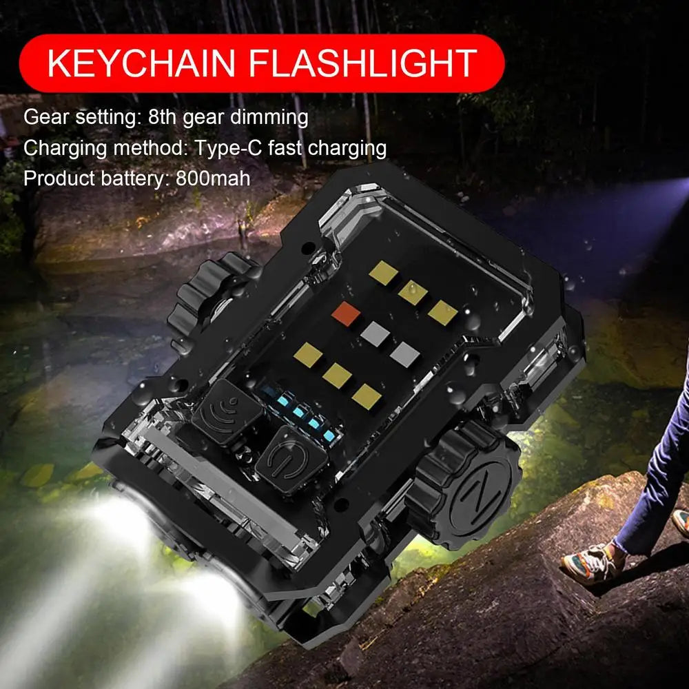 Dual LED Portable Keychain Flashlight Multifunction COB Work Light