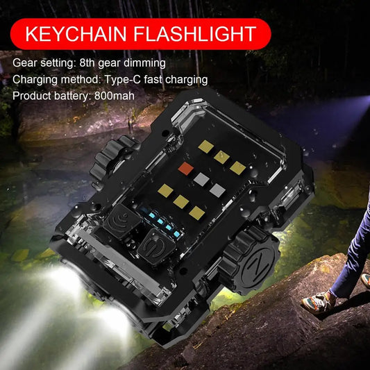 Dual LED Portable Keychain Flashlight Multifunction COB Work Light