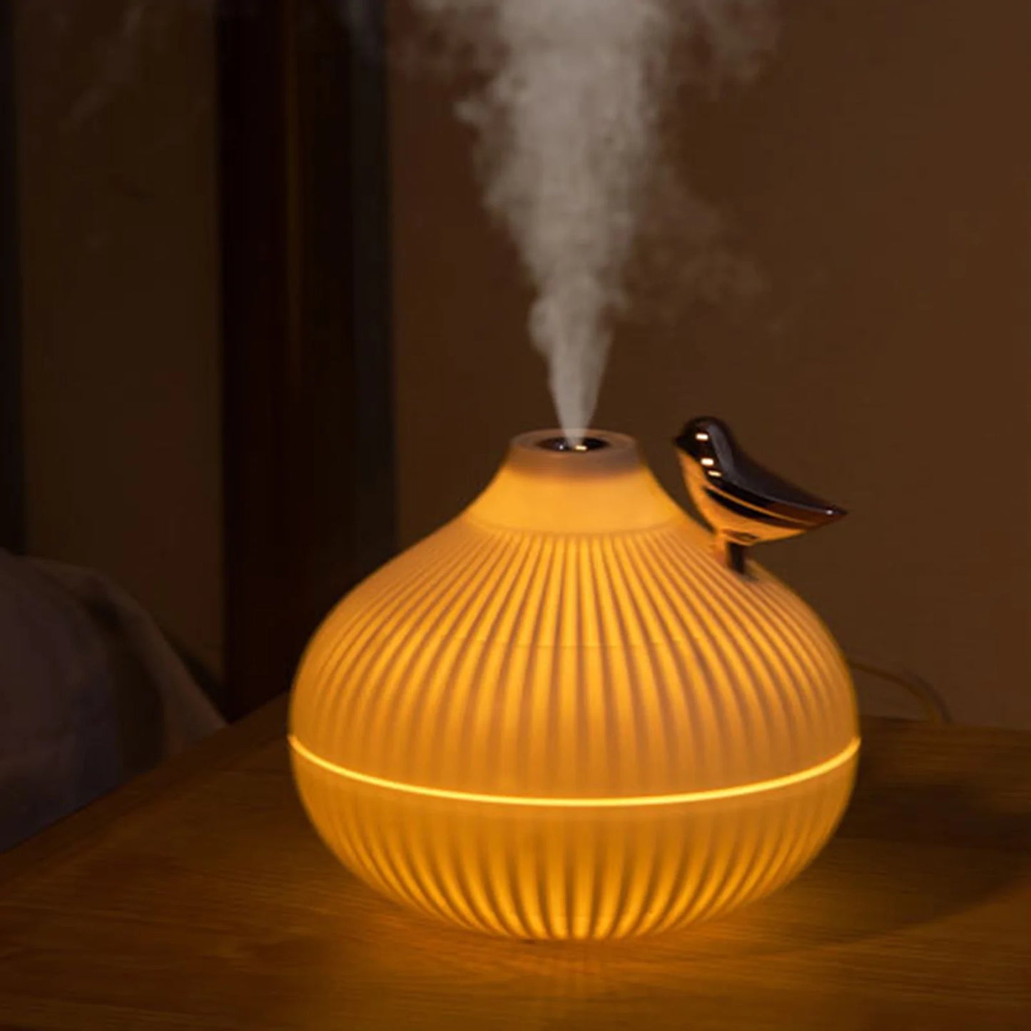 300ml USB Ultrasonic Cool Mist Maker Onion Humidifier with Warm LED