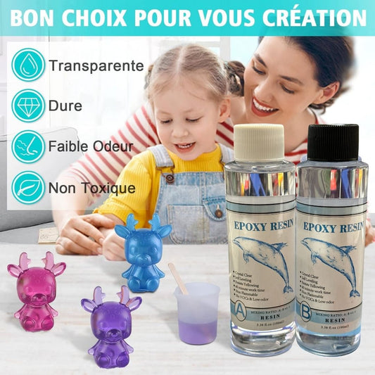 Resine epoxy 2x100 ml - Transparent - Fabrication de bijoux