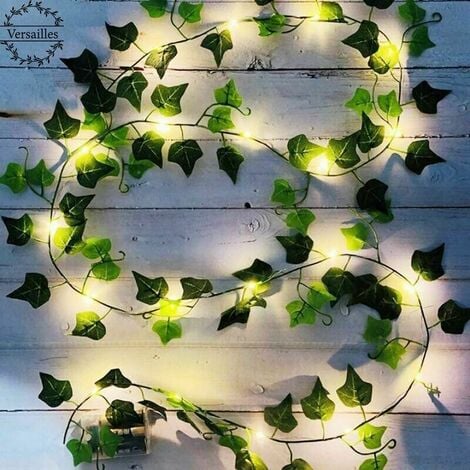 Guirlande lumineuse de feuilles vertes de lierre artificiel - 10M