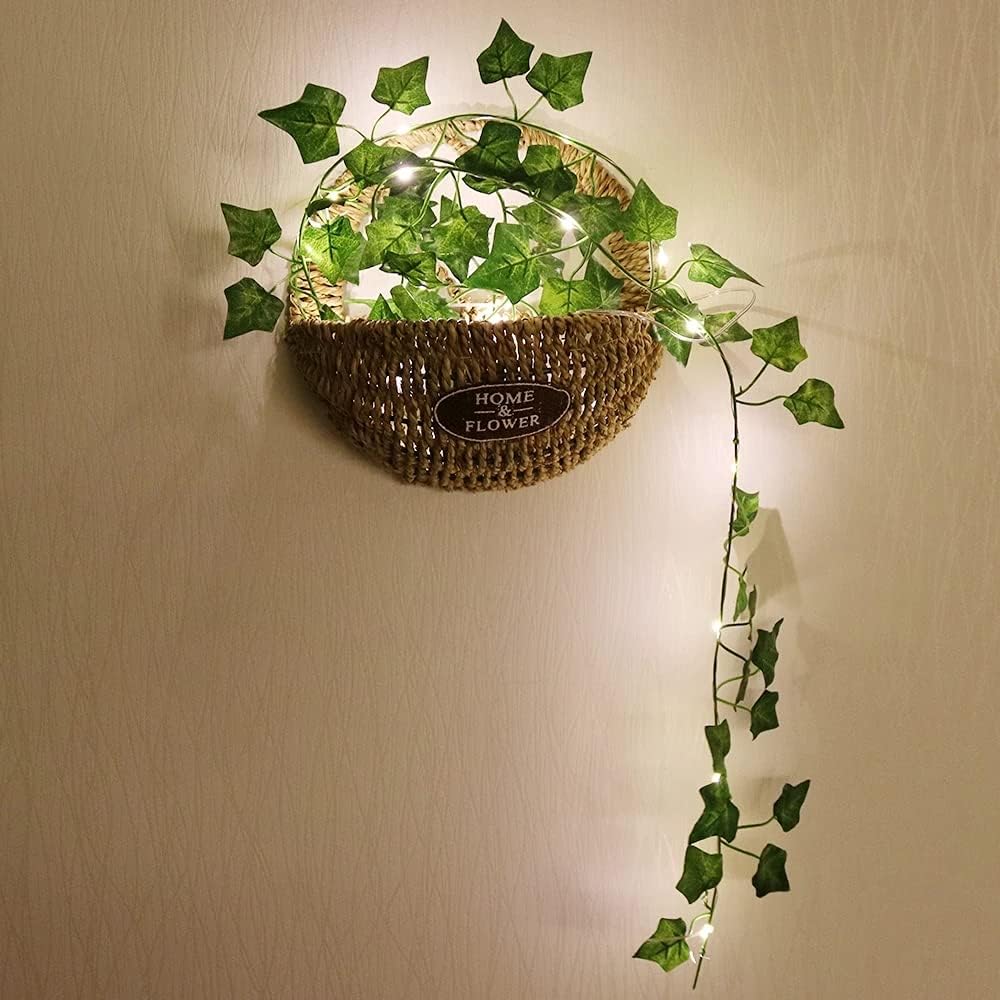 Guirlande lumineuse de feuilles vertes de lierre artificiel - 10M