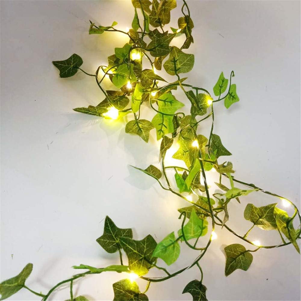 Guirlande lumineuse de feuilles vertes de lierre artificiel - 10M