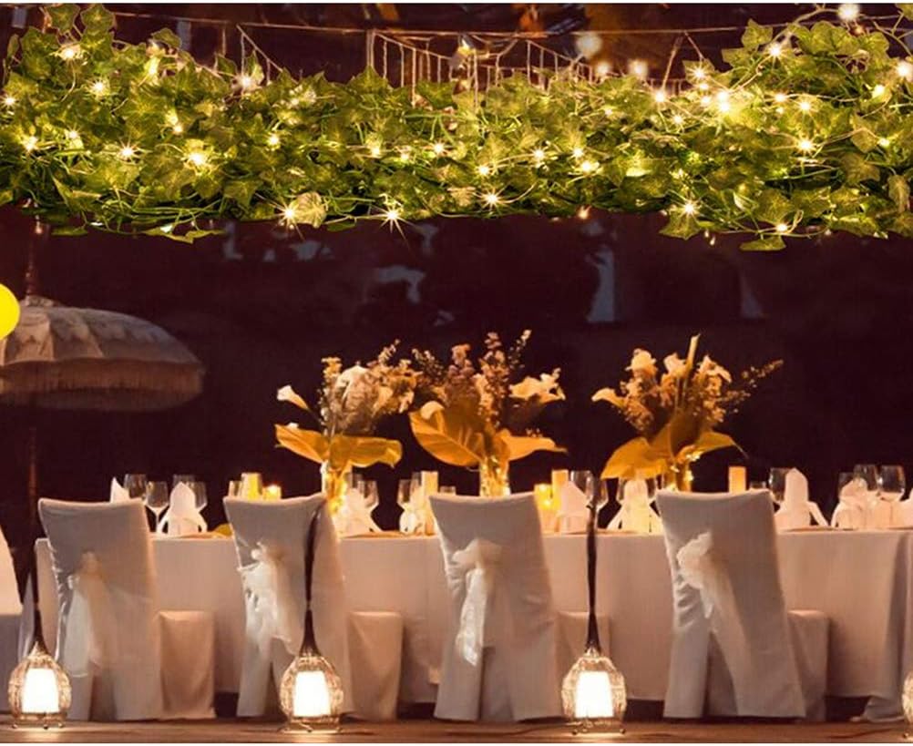 Guirlande lumineuse de feuilles vertes de lierre artificiel - 10M