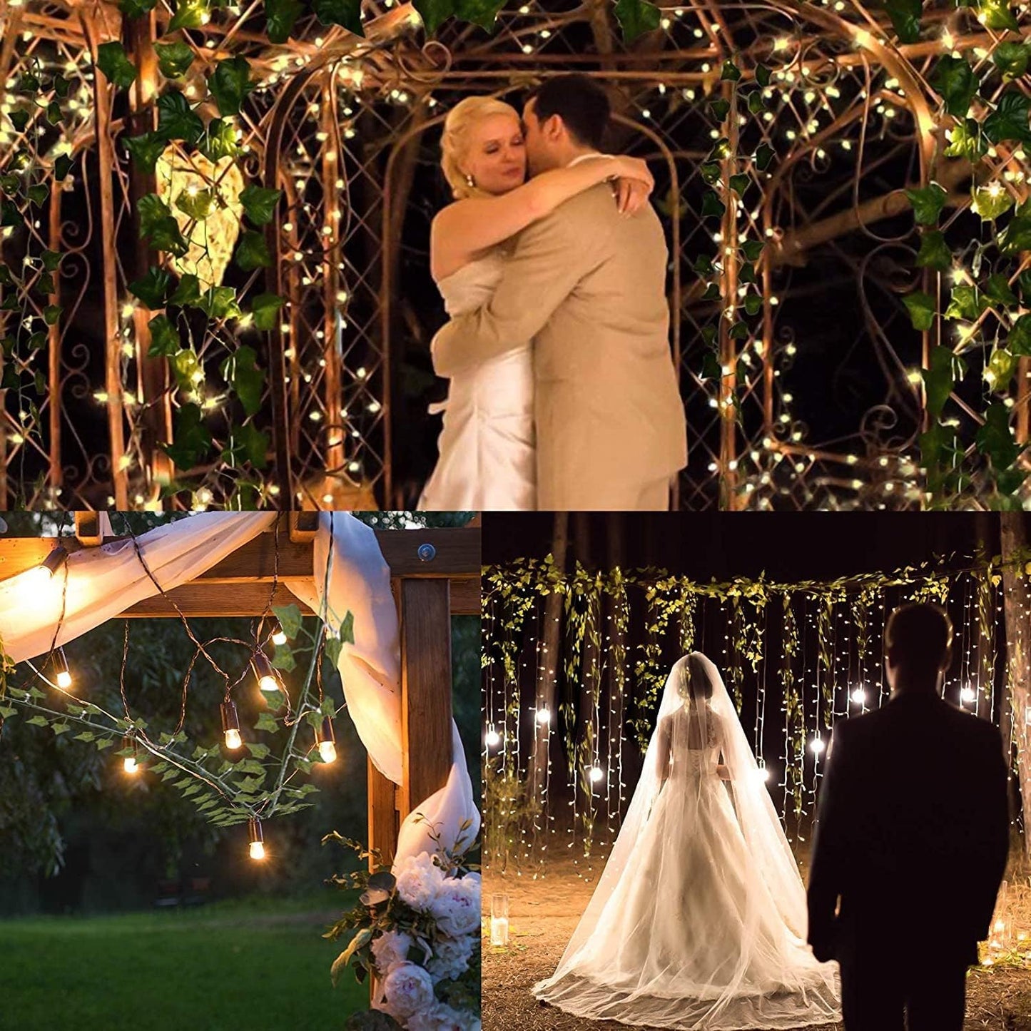 Guirlande lumineuse de feuilles vertes de lierre artificiel - 10M