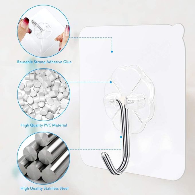 10 Crochets Adhésifs Forte Montage Mural Sans Perçage