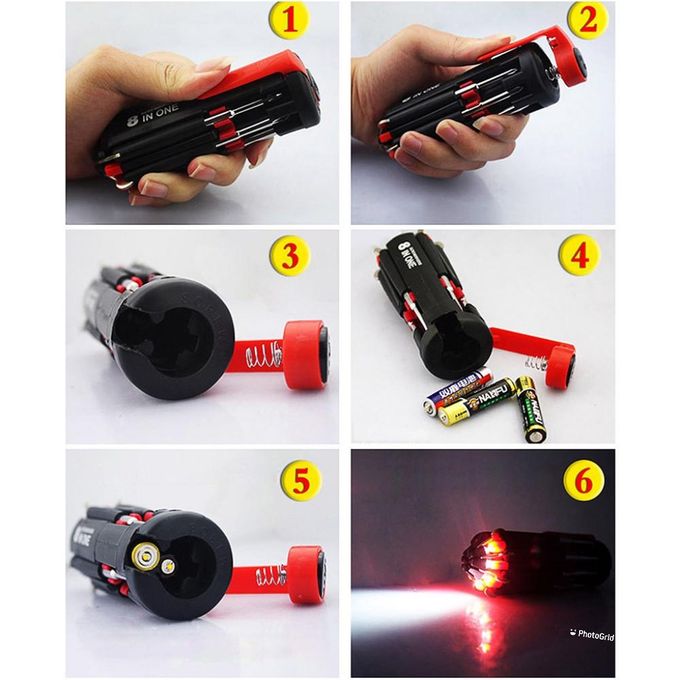 Tournevis 8 en 1 avec torche led