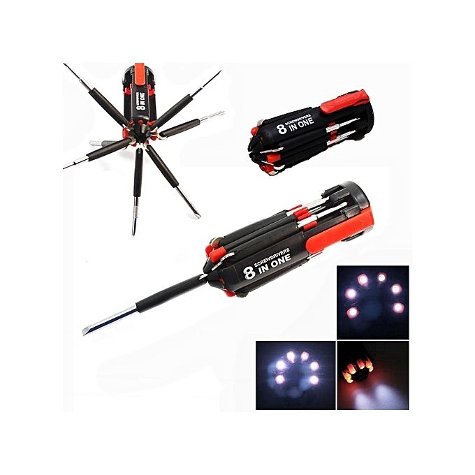 Tournevis 8 en 1 avec torche led
