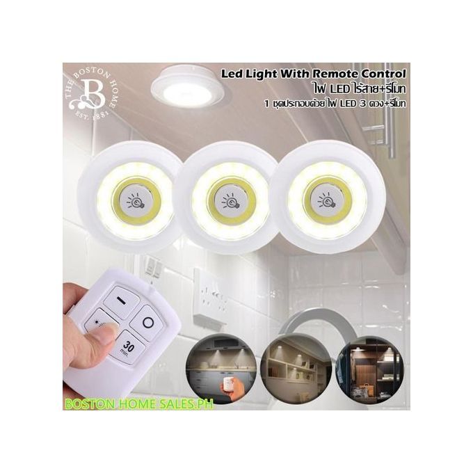Lot De 3 Spots Led Sans Fil Avec Télécommande